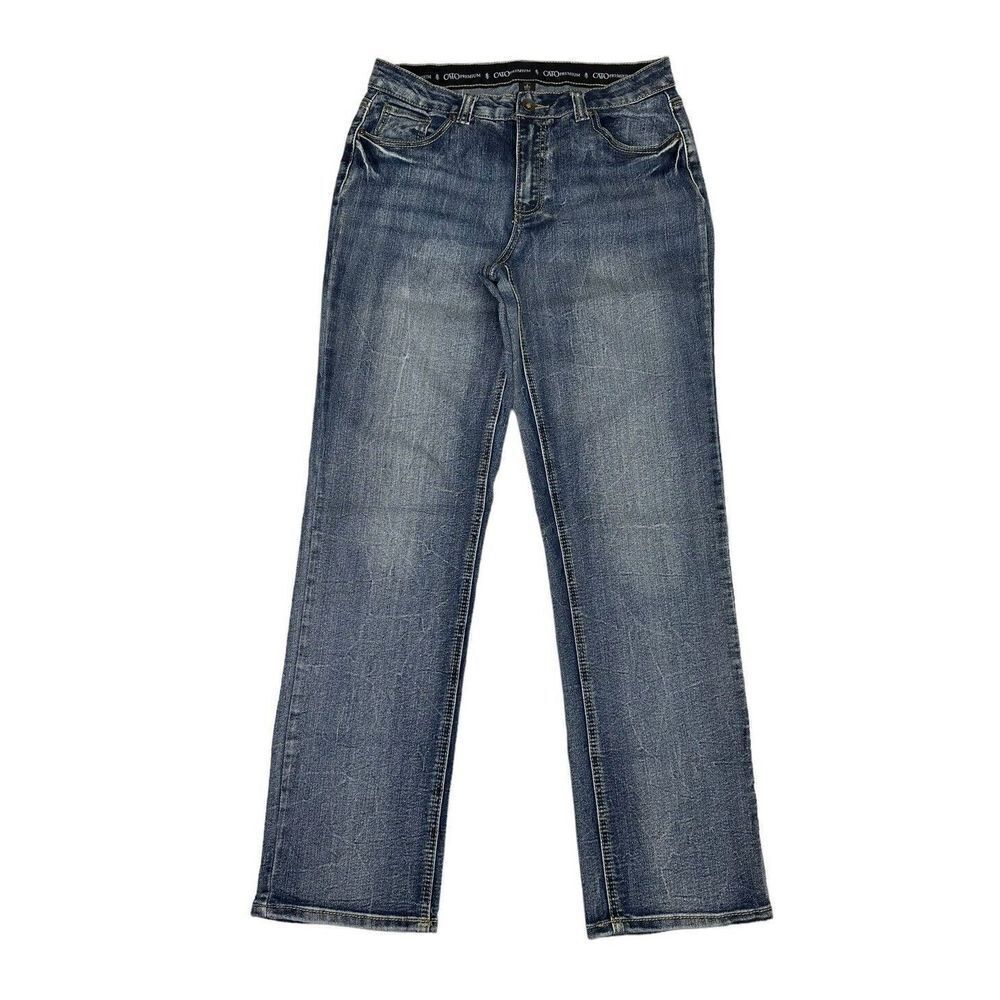 Cato Premium Classic Stretch Straight Leg Medium Wash Denim Blue Jeans Size 8